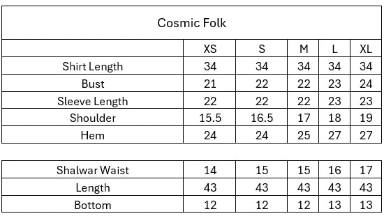 Size chart for SILVAYA